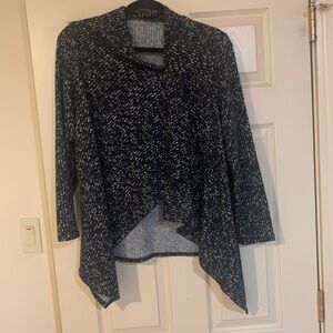 Carol Rose Blue/Tan Print Poncho Style Sweater sz M